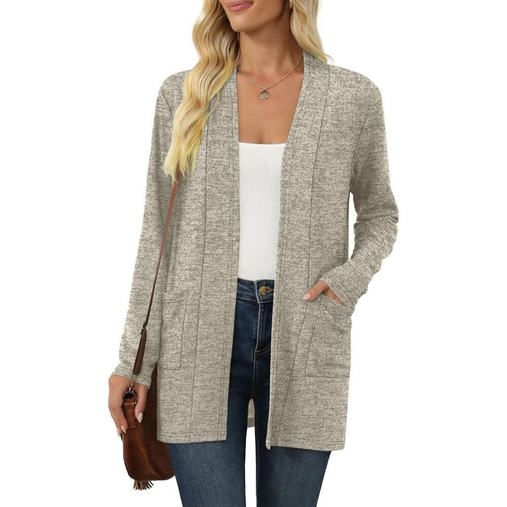 Women's Lightweight Long Sleeve Cardigan Pockets Casual Open Front